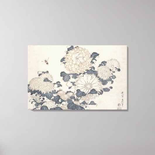 Toile Abeille et chrysanthèmes (Recto)