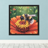 Toile Abeille sur fleur orange (Insitu (Plancher de Bois))