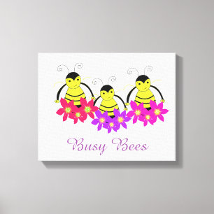 Toile Abeilles affairées fantaisistes