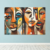 Toile ABSTR_24-005, Abstrait Cubist Faces Art (Insitu (Plancher de Bois))