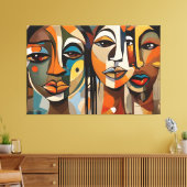 Toile ABSTR_24-005, Abstrait Cubist Faces Art (Insitu(Salon))