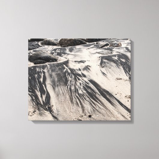 Toile Abstract Black and White Sand Textures with Rocks (Recto)