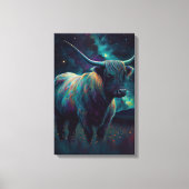Toile Abstract Blue Highland Cow In A Pasture At Night  (Recto)