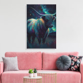 Toile Abstract Blue Highland Cow In A Pasture At Night  (Insitu(Salon))