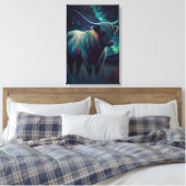 Toile Abstract Blue Highland Cow In A Pasture At Night  (Insitu(Chambre))
