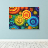 Toile Abstract concentric circles in vibrant multicolor (Insitu (Plancher de Bois))