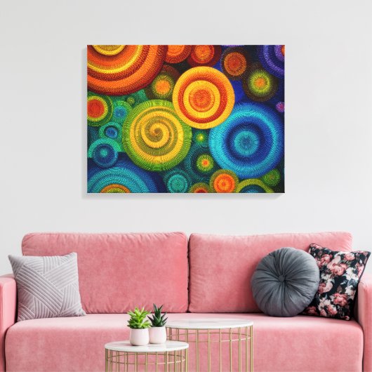 Toile Abstract concentric circles in vibrant multicolor (Insitu(Salon))