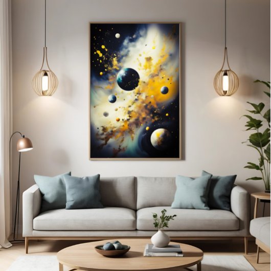 Toile Abstract Cosmos: Planets in Dance
