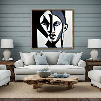 Toile Abstract Geometric Cubist Face