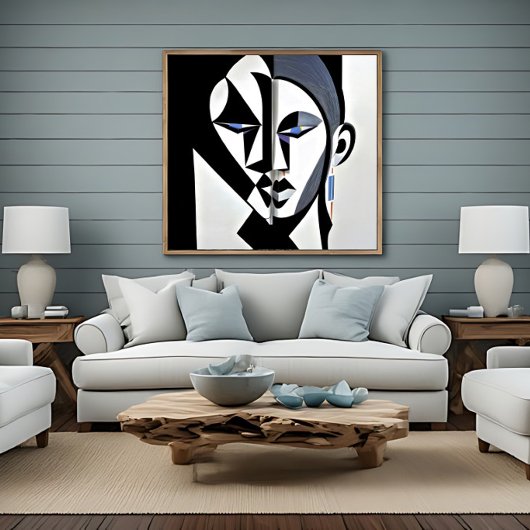 Toile Abstract Geometric Cubist Face