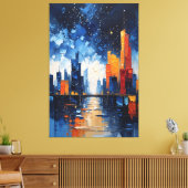 Toile Abstract Night Skyline Impasto Canvas Print (Insitu(Salon))