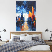 Toile Abstract Night Skyline Impasto Canvas Print (Insitu(Chambre))