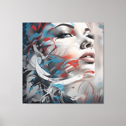 Toile Abstract painting beautiful woman face (Recto)
