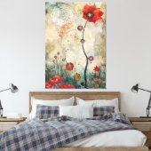 Toile Abstract Red Poppy Wall Art Home and Office Print  (Insitu(Chambre))