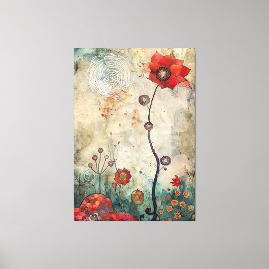 Toile Abstract Red Poppy Wall Art Home and Office Print  (Recto)