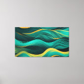 Toile Abstract Waves In A Bend Of Teal & Yellow (Recto)
