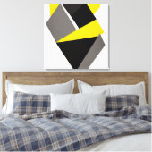 Toile Abstrait 3D jaune, noir et gris (Insitu(Chambre))