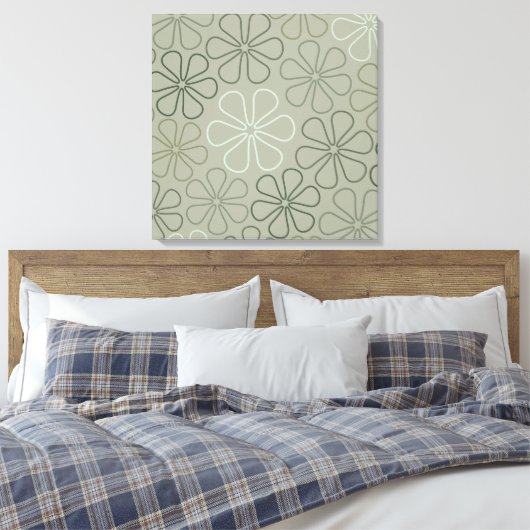 Toile Abstrait Big Flower Outlines Verts (Insitu(Chambre))