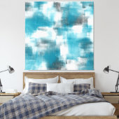 Toile Abstrait blanc gris turquoise (Insitu(Chambre))