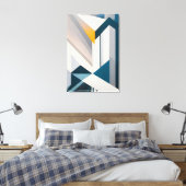Toile Abstrait Bleu Blanc Or Géométrique Architecture (Insitu(Chambre))