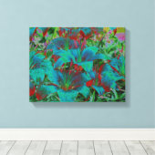 Toile Abstrait Blue Daylilies Raindrops Flower (Insitu (Plancher de Bois))