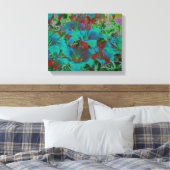 Toile Abstrait Blue Daylilies Raindrops Flower (Insitu(Chambre))