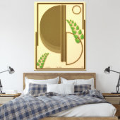 Toile Abstrait Boho Géométrique Arche & Feuilles Beige T (Insitu(Chambre))