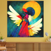 Toile Abstrait coloré Angel Bois Mur Art (Insitu(Salon))