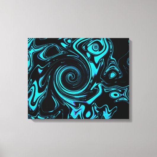 Toile Abstrait de tourbillon noir et turquoise (Recto)