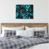 Toile Abstrait de tourbillon noir et turquoise (Insitu(Chambre))