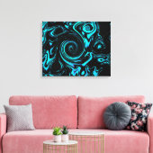 Toile Abstrait de tourbillon noir et turquoise (Insitu(Salon))