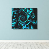 Toile Abstrait de tourbillon noir et turquoise (Insitu (Plancher de Bois))
