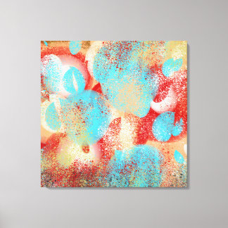 Toile Abstrait en bleu aqua, rouge et jaune