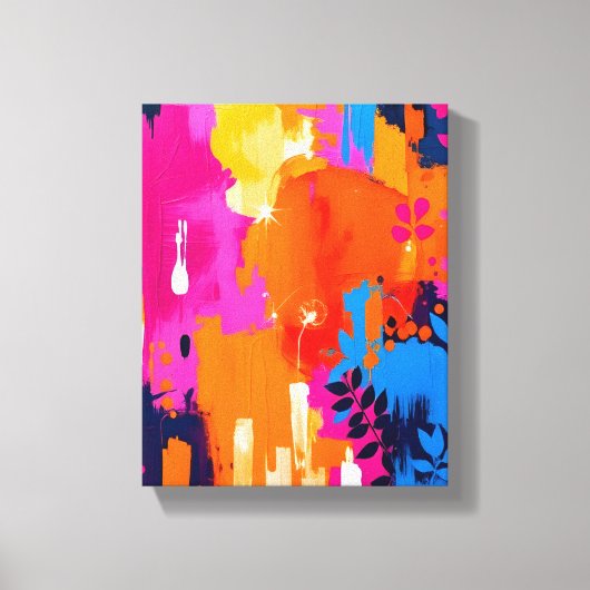 Toile Abstrait Floral Pop Art Vibrant (Recto)
