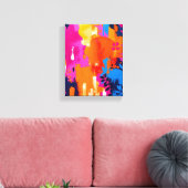 Toile Abstrait Floral Pop Art Vibrant (Insitu(Salon))
