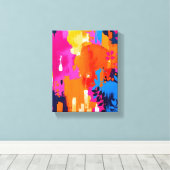 Toile Abstrait Floral Pop Art Vibrant (Insitu (Plancher de Bois))