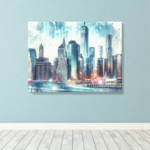 Toile Abstrait futuriste de New York