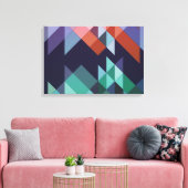 Toile Abstrait Géométrique Marine Bleu Vert Brown Élégan (Insitu(Salon))