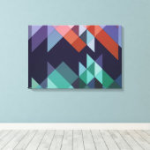 Toile Abstrait Géométrique Marine Bleu Vert Brown Élégan (Insitu (Plancher de Bois))