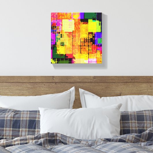 Toile Abstrait géométrique multicouleur carré (Insitu(Chambre))