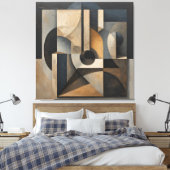 Toile Abstrait Géométrique Sombre (Insitu(Chambre))