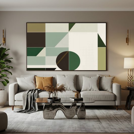 Toile Abstrait Géométrique Tons Terreux Modernes