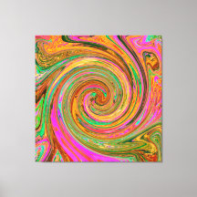 Abstrait Groovy Rétro Tourbillon Orange et Vert