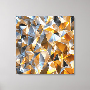 Toile Abstrait Métallique Moderne Géométrique Or Argent