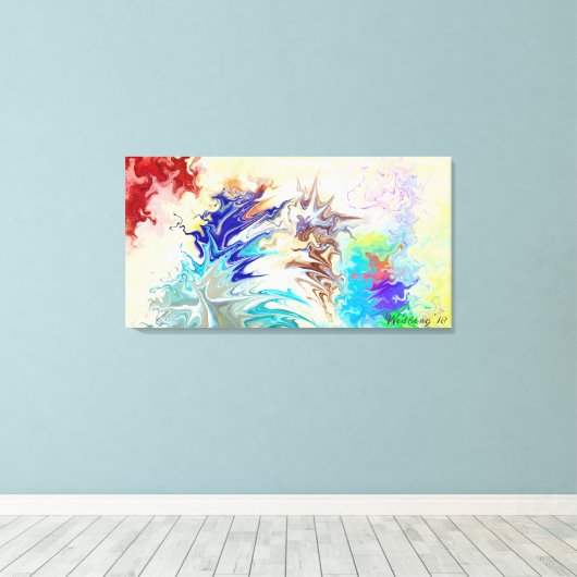 Toile Abstrait moderne coloré "NEXUS" (Insitu (Plancher de Bois))