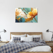 Toile Abstrait Moderne Fluide Bulles et Veines Sarcelle (Insitu(Chambre))