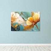 Toile Abstrait Moderne Fluide Bulles et Veines Sarcelle (Insitu (Plancher de Bois))