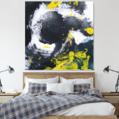 Toile Abstrait moderne noir et jaune (Insitu(Chambre))