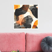 Toile Abstrait moderne noir et orange (Insitu(Salon))