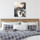 Toile Abstrait noir et crème avec accent doré moderne (Insitu(Chambre))